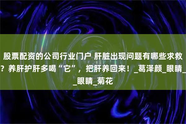 股票配资的公司行业门户 肝脏出现问题有哪些求救信号？养肝护肝多喝“它”，把肝养回来！_葛泽颜_眼睛_菊花